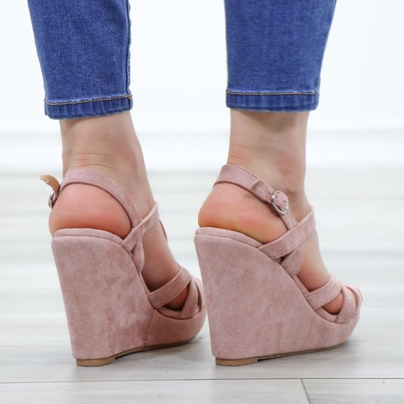 Faux Suede Wedge Heel Sandals - Picture 8 of 12